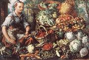 BEUCKELAER, Joachim Market Woman with Fruit, Vegetables and Poultry  intre oil painting on canvas